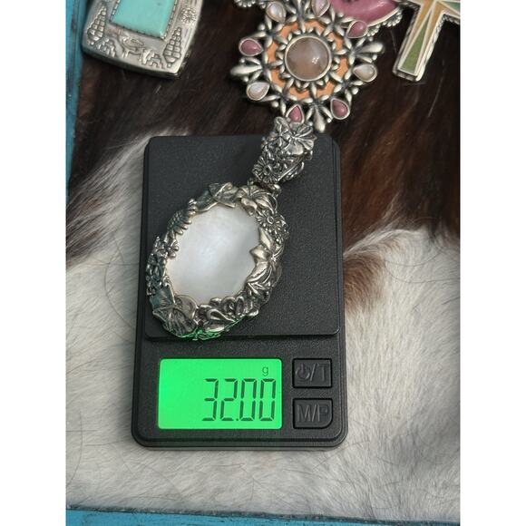 Carolyn Pollack Relios Sterling Silver Mother Pearl Pendant Enhancer Sunflowers - Picture 10 of 13